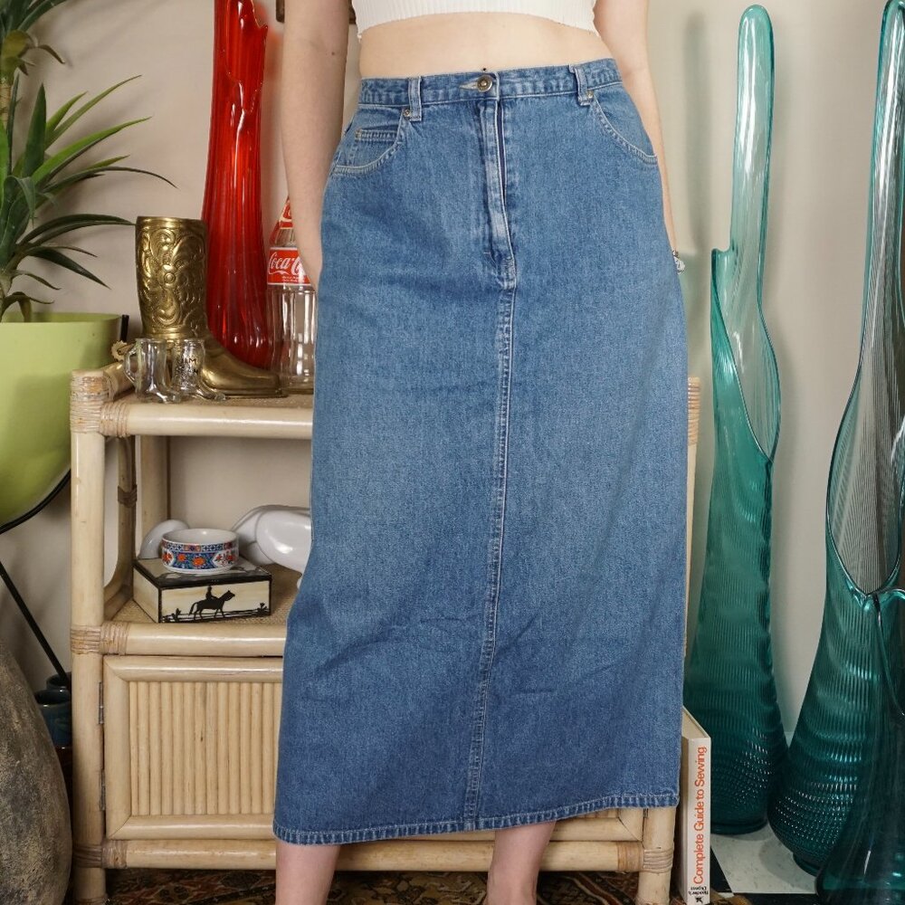 Vintage Style & Co denim medium wash jean midi skirt